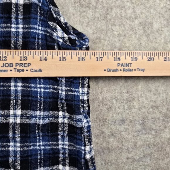 Sans Souci Women’s Sleeveless Plaid Button-Up Shirt Blue & White 100% Cotton - Picture 6 of 6